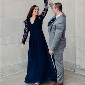 Lulus Navy Lace Maxi Dress